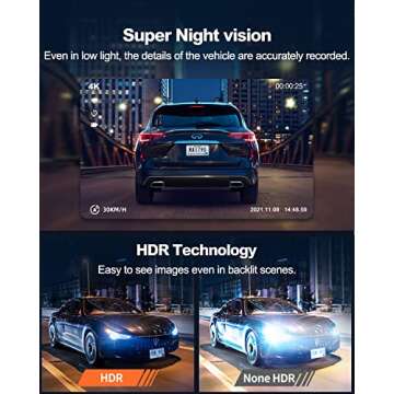 Yeecore Dual Dash Cam 4K HDR GPS with WiFi and App