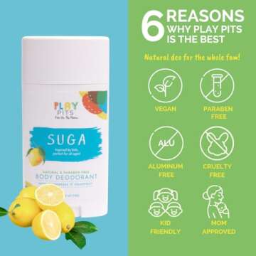 PLAY PITS - Natural Kids Whole Body Deodorant - Safe for Girls and Boys w/Sensitive Skin of All Ages...