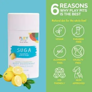 PLAY PITS - Natural Kids Whole Body Deodorant - Safe for Girls and Boys w/Sensitive Skin of All Ages...