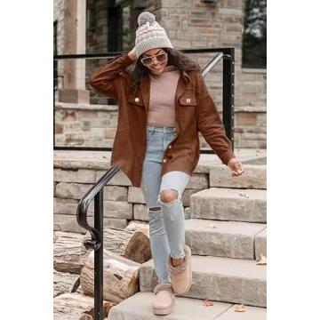 VICHYIE Womens Corduroy Oversized Shacket for Style