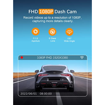 ARIFAYZ 1080P Dash Cam with WiFi & Night Vision