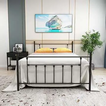 Comfortable HOJINLINERO Metal Bed Frame - Easy Assembly