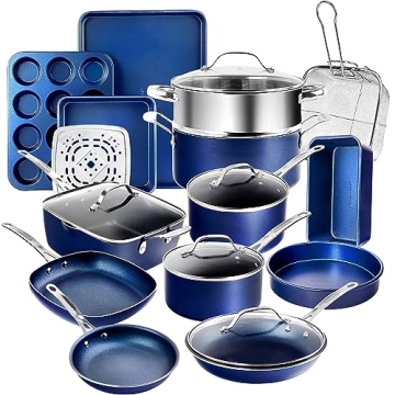 GRANITESTONE 20 Pc Kitchen Pots and Pans Set Non Stick Cookware Set, Kitchen Cookware Sets, Granite ...