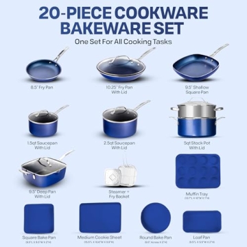 GRANITESTONE 20 Pc Nonstick Cookware Set for Easy Cooking