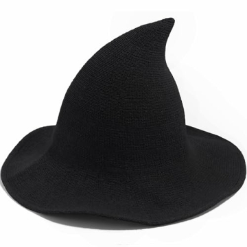 Leuceiy Halloween Witch Hat for Women Wide Brim Foldable Halloween Wool Hats for Party Cosplay Costu...