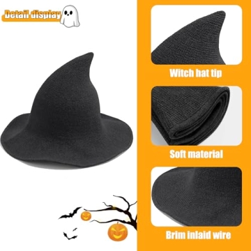 Leuceiy Halloween Witch Hat for Women Comfortable Wool Accessory