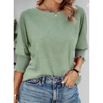 Dokotoo Women's Blouses - Casual Summer 2025 Tops with Unique Pleated Sleeves