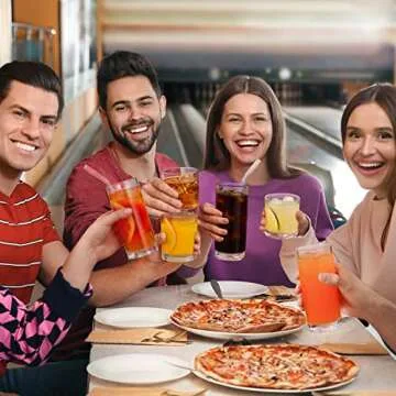 [ 12 Pack ] Glass Cups with Glass Straws, 12oz Highball & Rock Drinking Glasses, Everyday Drinkware Glasses Set, Cute Tumbler Cup, Kitchen Glasses for Iced Coffee, Water, Beer, Cocktail, Whiskey Gift.