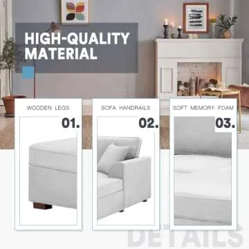 MELLCOM Reversible Sectional Sofa with Pull-Out Bed, Upholstered U-Shape Sofa with Storage, Sectional Sofa with Chaise Lounge, Convertible Sectional Sofa Couch with Storage, Light Gray