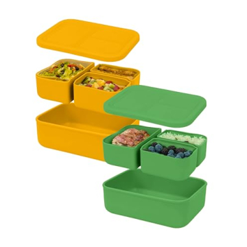 Premium Silicone Bento Box Set for Kids - Eco-Friendly & Versatile