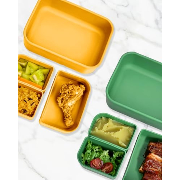 Premium Silicone Bento Box Set for Kids - Eco-Friendly & Versatile