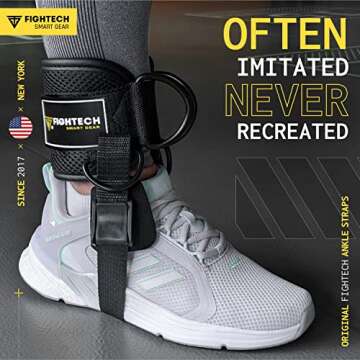 FIGHTECH Ankle Straps Cable Machine Attachment for Gym - Cable Kickback Ankle Straps - Padded Ankle ...