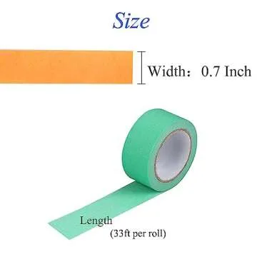 Baijixin Rainbow Colored Masking Tape - 8 Colors Decorative Paper Tape for Art Crafts DIY, Labeling, Drafting, Scrapbooking (18mm x10m)