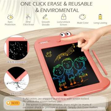 Jasonwell LCD Drawing Writing Tablet - Drawing Pad Doodle Board for Kids Toddlers Drawing Toy Educational Learning Toys Christmas Birthday Gift 2 3 4 5 6 7 8 Year Old Girls Boys (Pink Dinosaur)