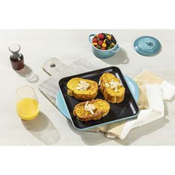 Le Creuset Enamaled Cast Iron Square Grill, 9.5", Caribbean