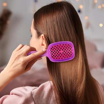 FHI Heat UNbrush Mini Detangler Brush for Pain-Free Brushing on All Wet or Dry Hair Types — Durable Duoflex Anti-Static Bristles, Lightweight Handle, Vented Mini Hair Brush, Rose Quartz Pink