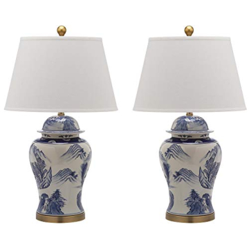 SAFAVIEH Lighting Collection Shanghai Chinoiserie Blue/ White Ginger Jar 29-inch Bedroom Living Room...