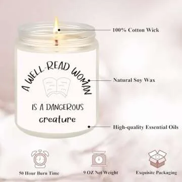 Book Lover Gifts, Book Lover Candle, Bookish Gifts Candles for Women Her, Book Club Christmas Gifts,...
