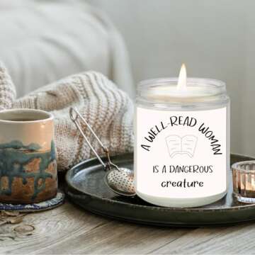 Book Lover Gifts, Book Lover Candle, Bookish Gifts Candles for Women Her, Book Club Christmas Gifts, Book Themed Gifts for Readers Librarians Bookworm - Reading Book Candle