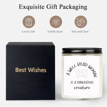 Book Lover Gifts, Book Lover Candle, Bookish Gifts Candles for Women Her, Book Club Christmas Gifts, Book Themed Gifts for Readers Librarians Bookworm - Reading Book Candle