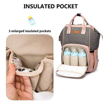 Goldwheat Diaper Backpack Baby Nappy Bags for Mom Maternity Large Capacity with Changing Pad & Hanging Straps,USB Charging Port Thermal Pockets,Water Resistant