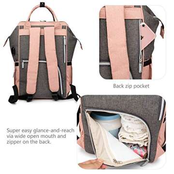 Goldwheat Diaper Backpack Baby Nappy Bags for Mom Maternity Large Capacity with Changing Pad & Hanging Straps,USB Charging Port Thermal Pockets,Water Resistant