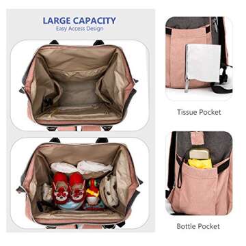 Goldwheat Diaper Backpack Baby Nappy Bags for Mom Maternity Large Capacity with Changing Pad & Hanging Straps,USB Charging Port Thermal Pockets,Water Resistant