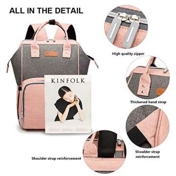 Goldwheat Diaper Backpack Baby Nappy Bags for Mom Maternity Large Capacity with Changing Pad & Hanging Straps,USB Charging Port Thermal Pockets,Water Resistant