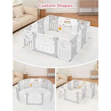 Baby Playpen, Dripex Foldable Playpen for Babies and Toddlers, 60x60 inches Fence Play Area, Custom Shape Pen, Easy Assemble Storage, Yard Safety