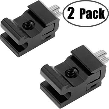 Camera Metal Cold Shoe Flash Stand Adapter with 1/4"-20 Tripod Screw Thread (2 Packs)