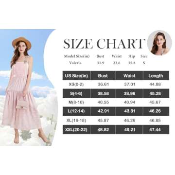 ebossy Women's Laced Embroidered Tulle Bib Dress Casual Loose Adjustable Straps Maxi Dress (XS, Apricot)