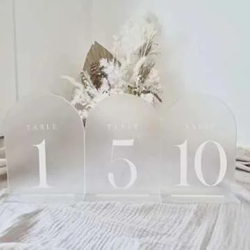 JINMURY Frosted Arch Table Numbers for Wedding Reception, 10 Pack 5x7" Frosted Arch Acrylic Table Signs with Holder Acrylic Table Numbers 1-10, Perfect for Wedding Table Centerpiece Decoration