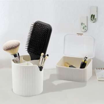 realife Large Makeup Organizer Storage with 2 Drawer for Vanity with Lipstick and Makeup Brush Organizer, Perfume & Skincare Organizers Makeup Box, Cover Cosmetic Organizer for Mother's Day