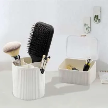 realife Large Makeup Organizer Storage with 2 Drawer for Vanity with Lipstick and Makeup Brush Organizer, Perfume & Skincare Organizers Makeup Box, Cover Cosmetic Organizer for Mother's Day