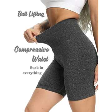 OQQ Women's 3 Piece High Waist Workout Shorts Butt Lifting Tummy Control Ruched Booty Smile Yoga Short Pants