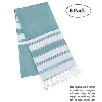 GLAMBURG Peshtemal Turkish Beach Towels - Set of 6 Oversized Cotton Towels for Adults, Soft & Absorb...