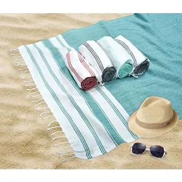 GLAMBURG Cotton Peshtemal Towel Set - 6 Beach Towels