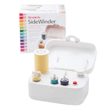 Simplicity 388175A Sidewinder Portable Automatic Bobbin Winder Machine, 120 Voltage, White