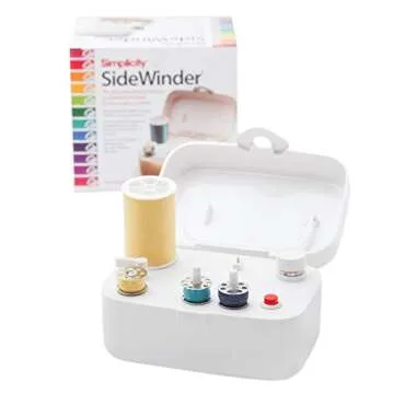 Simplicity 388175A Sidewinder Portable Automatic Bobbin Winder Machine, 120 Voltage, White