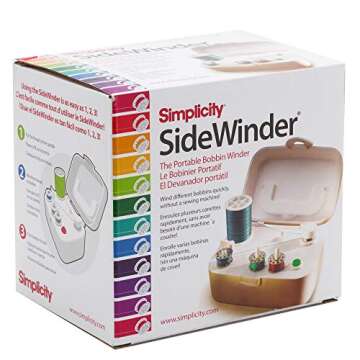 Simplicity 388175A Sidewinder Portable Automatic Bobbin Winder Machine, 120 Voltage, White
