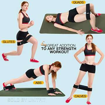 UnitFit Hip Band Booty Training Resistance Workout Hip Excercise Bands Glute Strengthening Exercise for Women and Men - Elastic Non Slip Loop with a Low, Medium, and Heavy Fabric Band - Set of 3