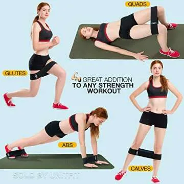 UnitFit Hip Band Booty Training Resistance Workout Hip Excercise Bands Glute Strengthening Exercise for Women and Men - Elastic Non Slip Loop with a Low, Medium, and Heavy Fabric Band - Set of 3