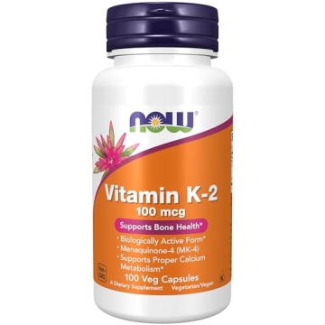 NOW Foods Supplements, Vitamin K-2 100 mcg, Menaquinone-4 (MK-4), Supports Bone Health*, 100 Veg Cap...