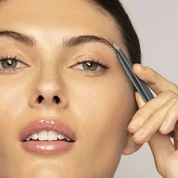 Tweezerman Stainless Steel Slant Tweezer - Eyebrow Tweezers for Women and Men (Blue Stone) (Pack of 2)