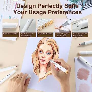 SFAIH Skin Tone Brush Tip Markers - 12 Light Colors for Artists