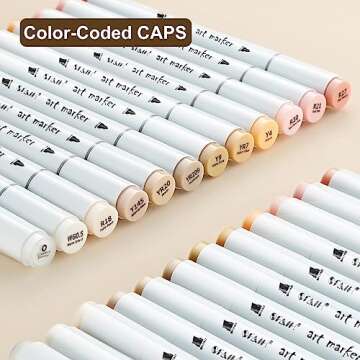 SFAIH Skin Tone Brush Tip Markers - 12 Light Colors for Artists