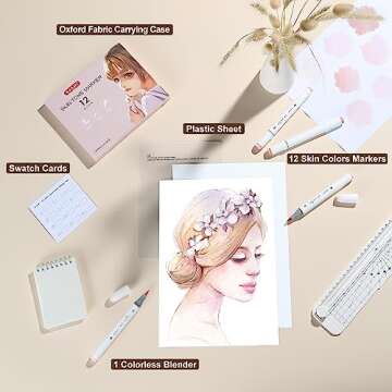 SFAIH Skin Tone Brush Tip Markers - 12 Light Colors for Artists