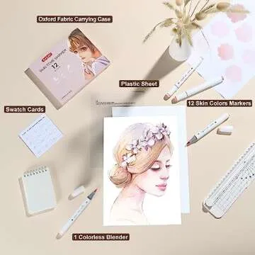 SFAIH Skin Tone Brush Tip Markers - 12 Light Colors for Artists