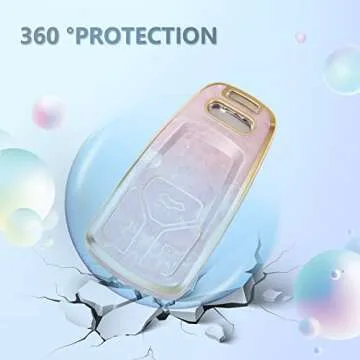 SWEETBOND Key Fob Cover for Audi A4 S4 RS4 A5 F5 S5 RS5 A6 A7 A8 S8 Q2 Q5 SQ5 Q7 SQ7 TT TTS TTRS R8, Fashion Key Shell with Diamond Gold Keychain (Pink)