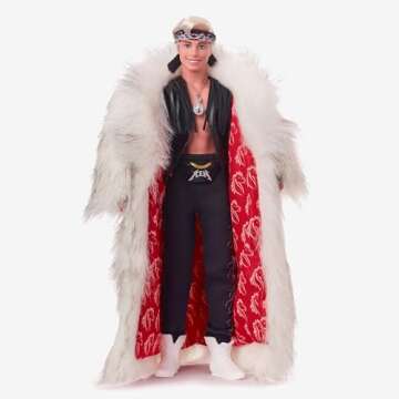 Barbie The Movie Collectible Ken Doll in Faux Fur Coat & Fringe Vest